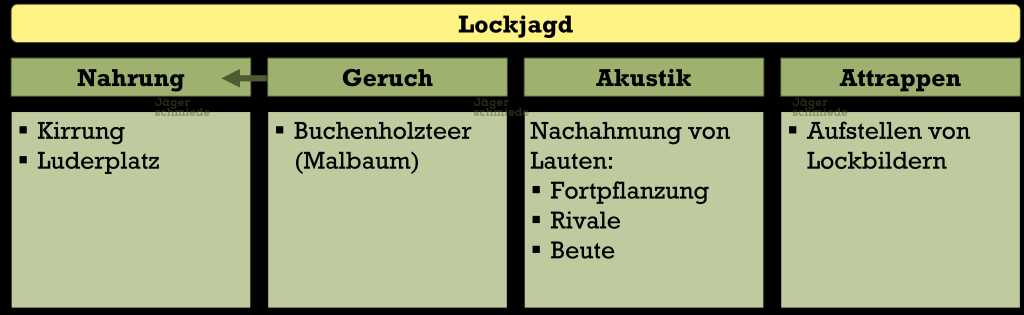 Abbildung: Übersicht Lockjagdarten.